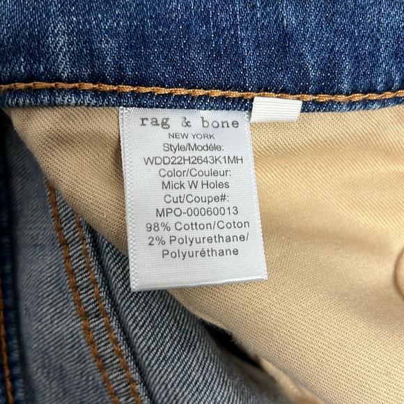 Rag & Bone Dre low rise slim boyfriend distressed blue jeans size 30 - Picture 11 of 12